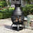 45" Cast Iron Smokeless Chiminea with Mesh Screen, Sliding Door & Rain Cap