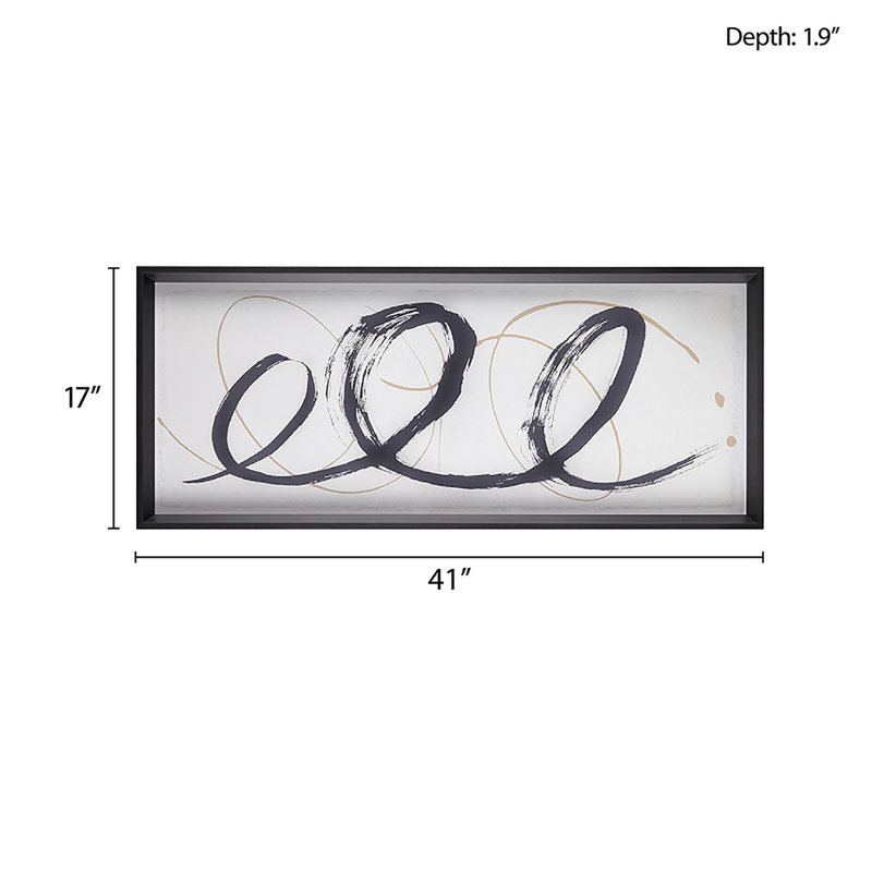 Gray and Black Abstract Framed Glass Wall Art, 41" x 17"
