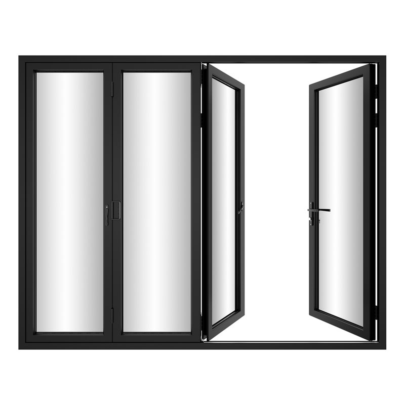 Porte de patio pliante en aluminium noir à 4 panneaux de 120 po avec verre à argon Low-E VersaFold de KaMic VersaFold