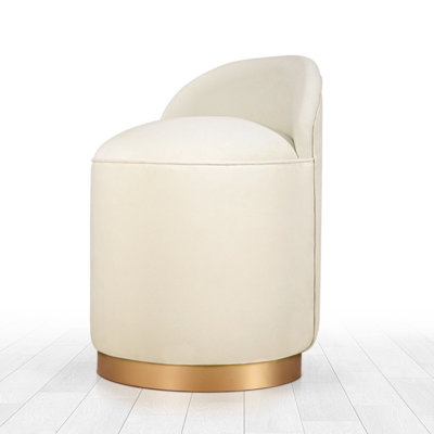 Elegant Cream Velvet Pouffe with Wooden Legs, 19.7 x 17.7 x 27.6 inches | 100% Velvet Fabric, 35 DNS Orthopedic Sponge, Supports up to 352 lbs | Perfect for Baroque & Bohemian Décor in Home & Hotel Settings