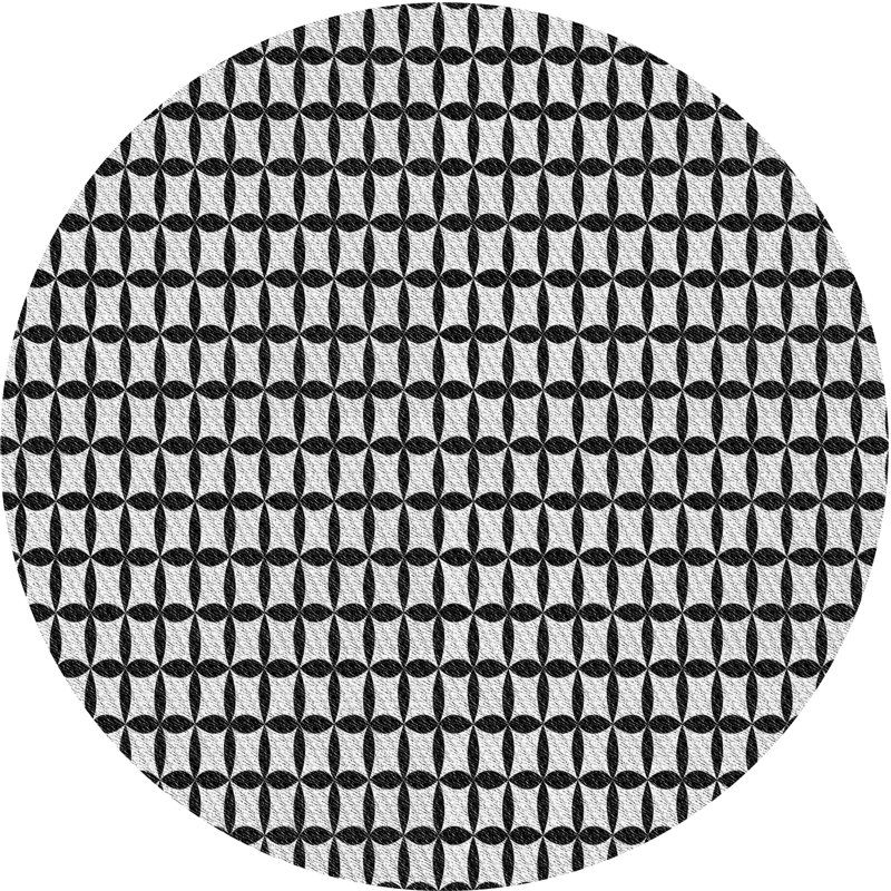 Tapis noir/blanc à motifs, Rond 5 pi