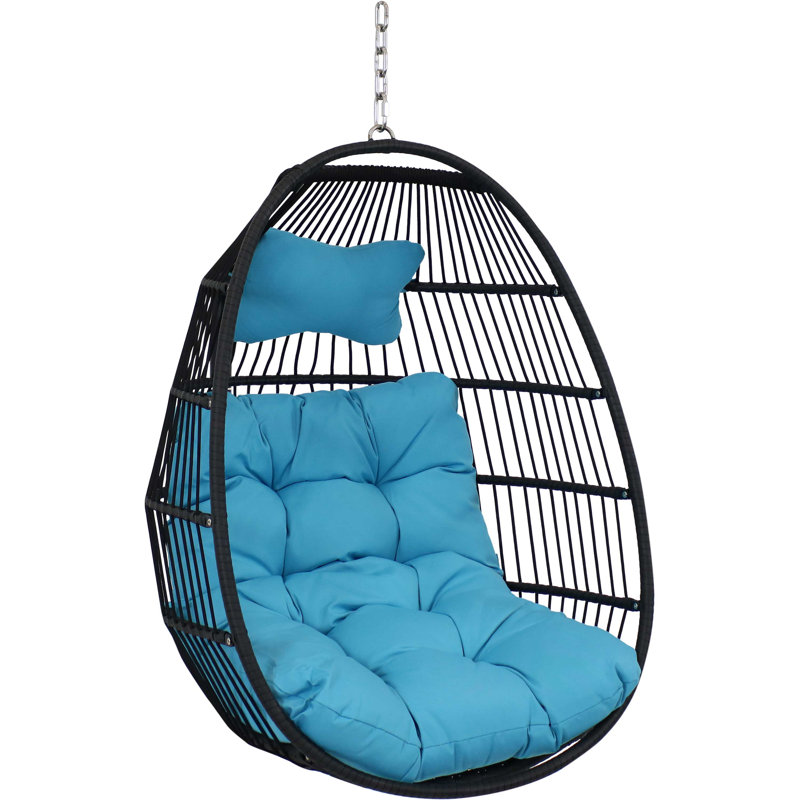 Chaise suspendue en polyéthylène avec coussins Cadmann - Bleu, Bleu