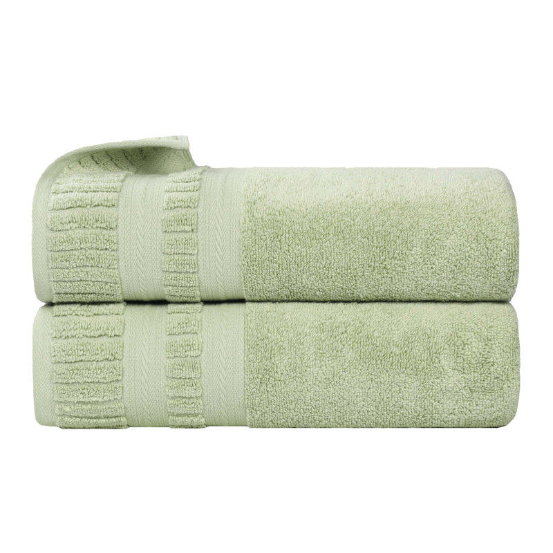 Venice Zero Twist Cotton Medium Weight Soft Absorbent Towel Set, Green, Bath Towels - 2 Pack