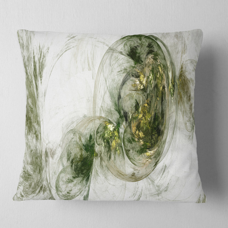 Abstract Throw Pillow, Brown Smoke Pattern Decor - Colored Smoke Brown, 16" x 16", Throw Pillow, Green/White