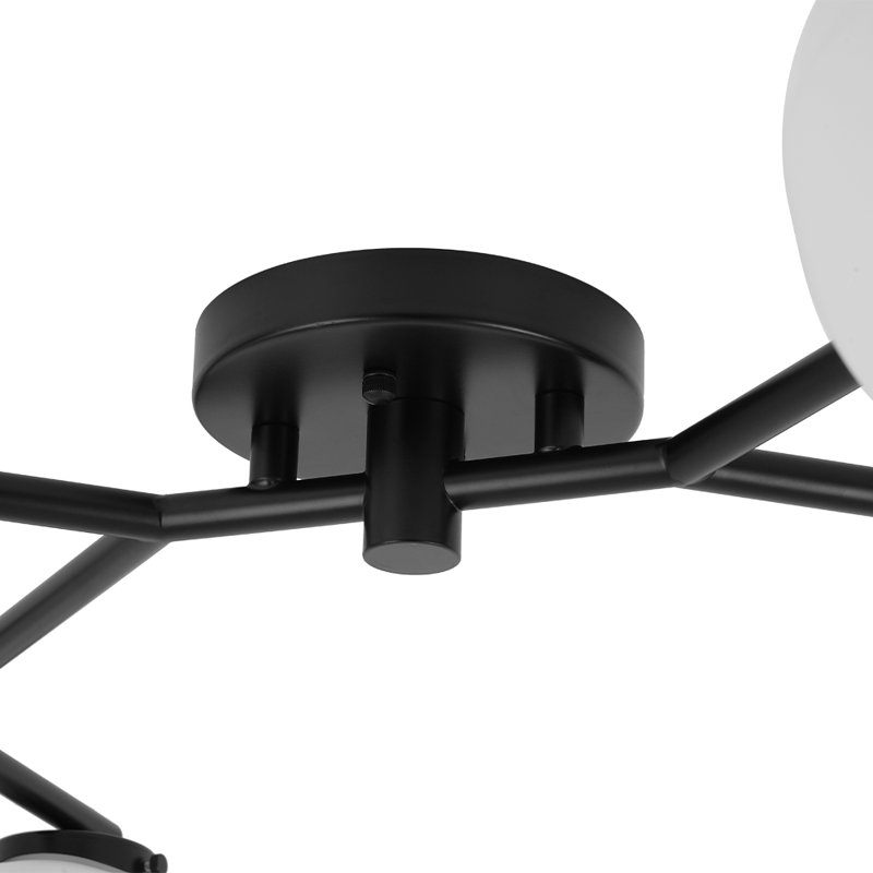 Plafonnier linéaire semi-encastré 6 lumières à intensité variable, Noir mat