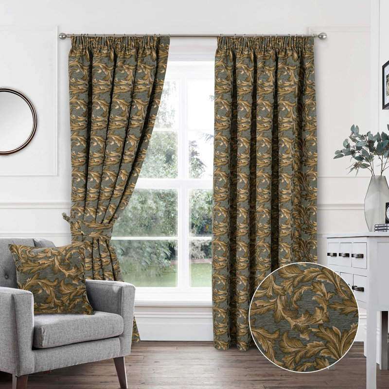 Kaia Room Darkening CURTAINS Pair, Gold, 229 W x 229 D cm