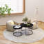 Ensemble de 2 tables basses gigognes rondes, tables d'appoint empilables en faux marbre noir avec structure en métal doré, table d'appoint emboîtable moderne pour le salon, le petit appartement et le bureau-1507251499