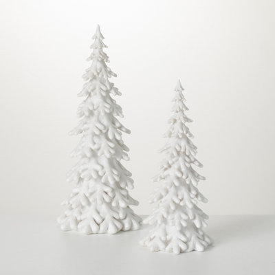 Snow Covered Pine Tree - Set Of 2