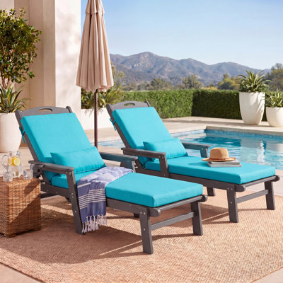 69.7" Outdoor Chaise Lounge Seat Cushion with Headrest