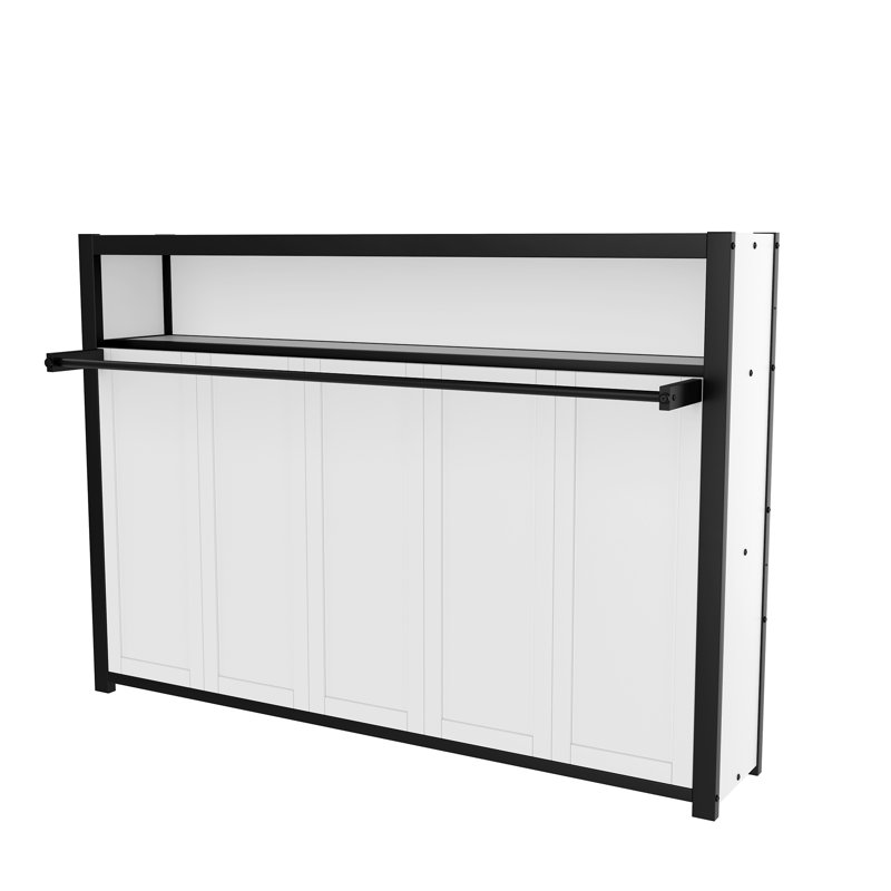 Lit escamotable avec tablettes Murphy, Blanc cassé / noir