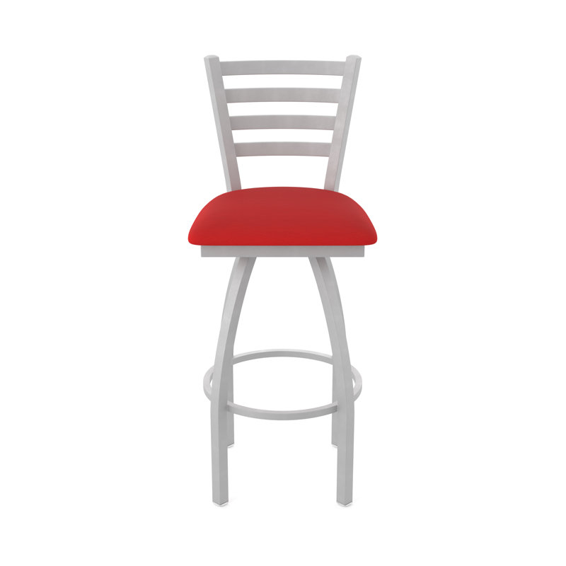 Tabouret pivotant Jackie, Nickel anodisé, Vinyle - rouge Canter, Tabouret de bar (siège d'une hauteur de 30 po)