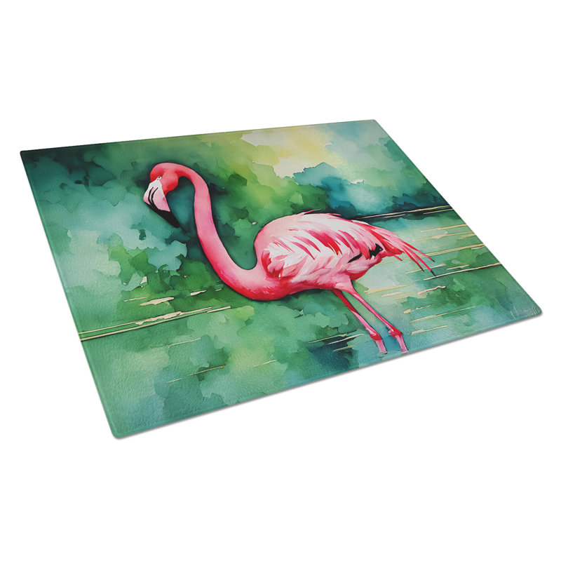 Flamingo Glass Cutting Board Large