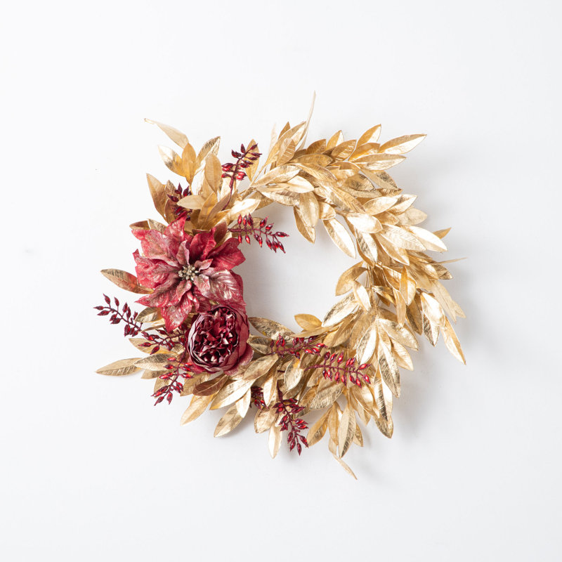 Couronne artificielle poinsettia 24 po