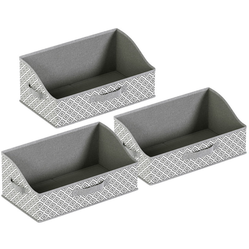 Ebern Designs 3 Pack Collapsible Trapezoid Storage Bins Bin, Diamond Grey