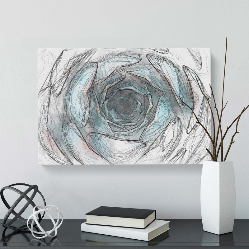 Pink And Green Succulent Plant In Abstract - Wrapped Canvas Print, 35cm H x 50cm W x 3cm D
