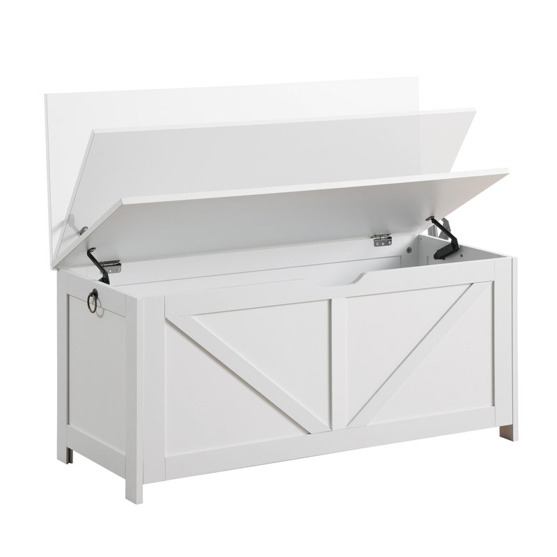 Entryway Storage Bench - White, 300 Pound Weight, Retro Design, Simple Assembly Instructions Heavy Duty, Ideal For Shoes And Blankets
