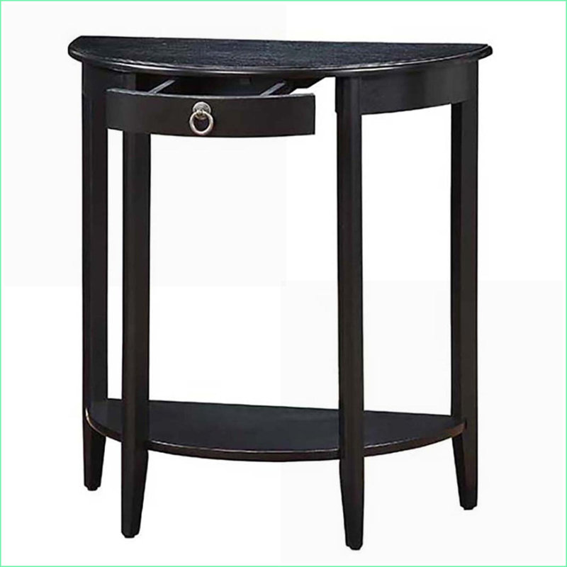 Elegant Black Wooden Coffee Table with Half-Moon Shape - Space-Saving Storage for Living Room, Black