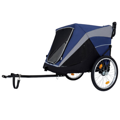 2-in-1 Bike Trailer & Push Cart for Pets - Detachable Bike Hitch & Push Handle Included - Quick Release Wheel, Internal Leash, Dual Cup Pockets and Un