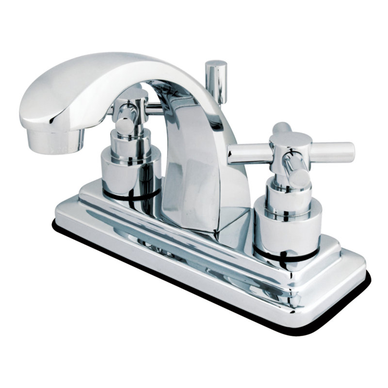 Kingston Brass Elinvar Two-Handle 3-Hole Deck Mount 4" Centerset Bathroom Faucet with Brass Pop-Up, Polished Chrome