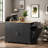 Fluted Rolling Kitchen Island With Trash Can Storage Cabinet, Power Outlet, Internal Storage Rack, 3 Drawers, 3 Open Side Racks