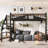 Twin XL Metal Loft Bed with Storage Stairs, Storage Shelves, and Bookshelf, Loft Bed for Bedroom, Guest, or Dorm, Black-1547713980