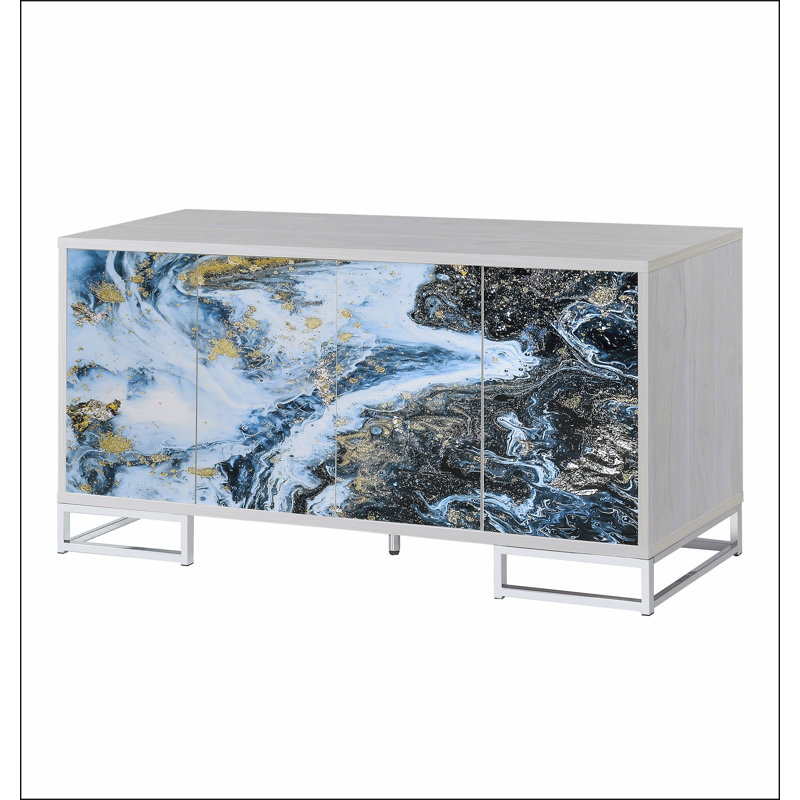 Console Liam Blue Marble Paint & Chrome