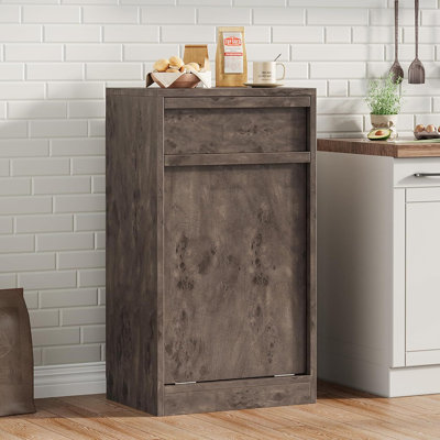 Armoire à poubelle inclinable, armoire de rangement autoportante de 10 gallons pour la salle à manger de la cuisine, armoire à linge dissimulée à l'épreuve des chiens