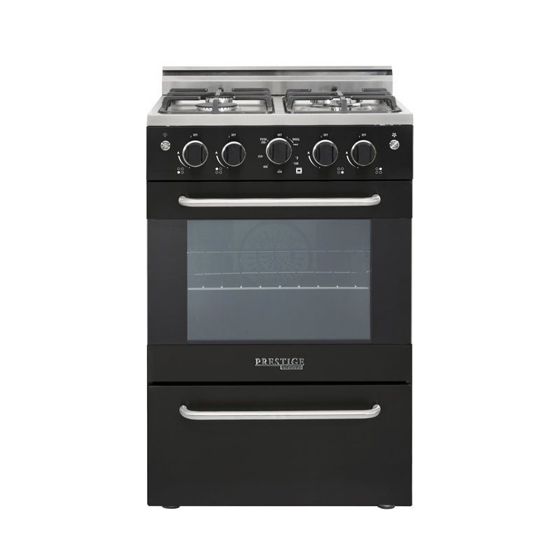 Sleek Modern 24" Black Freestanding Gas Convection Range