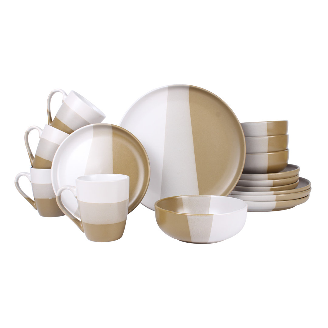 ROYALFORD 16 Piece Stoneware Dinnerware Set | Microwave, Dishwasher & Freezer Safe Durable Crockery Set | Includes Dinner & Dessert Plates Cereal Bowl - Image 4