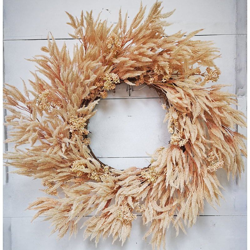 Silk and Plastic Wreath, 26'' W x 28'' H x 5'' D, Brown