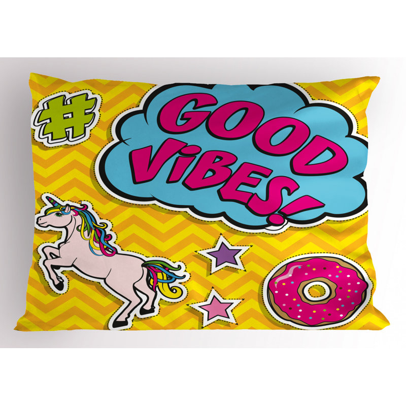 Blue/Pink/Yellow Polyester Microfiber Piece Sham, Twin