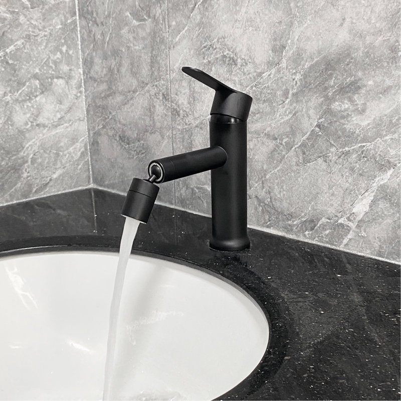 Robinet de salle de bain moderne noir mat, robinet de meuble-lavabo monotrou, acier inoxydable conçu pour une utilisation à long terme, corrosion avec évier à évacuation lisse et continue