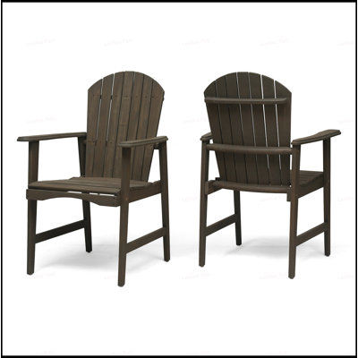 Durable Acacia Wood Adirondack Dining Chairs Set, Weather-Resistant And Rustic Design For Outdoor Spaces