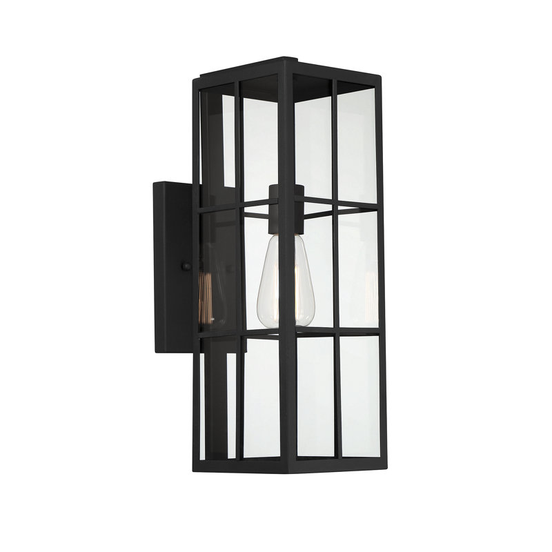 Lanterne murale d'extérieur 1 lumière Savoy House Ericson en noir mat, H 18,5 po x l 6 po x P 9,25 po