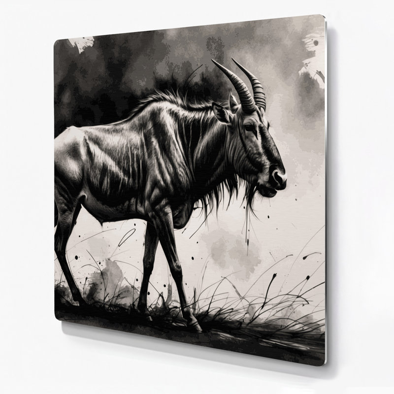 Faune, art mural beige en métal Hartebeest, H 12 po x l 12 po