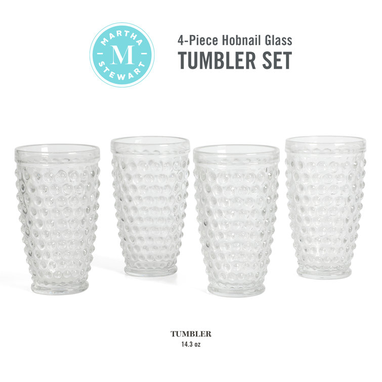Martha Stewart 6 Piece Hobnail Handmade Glass Tumbler Set in Clear