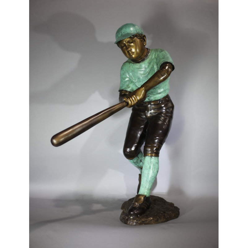 Boy Baseball Batter. 33"H. Bronze statue