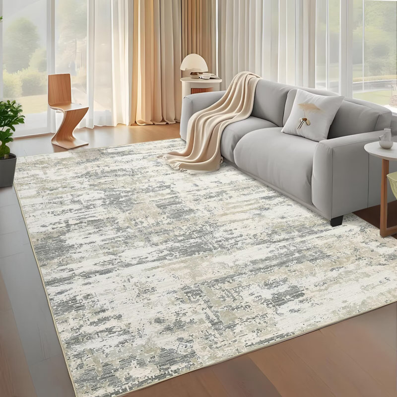 Washable Large Abstract Area Rug for Living Room Soft Indoor Carpet, Rectangle 8' x 10'