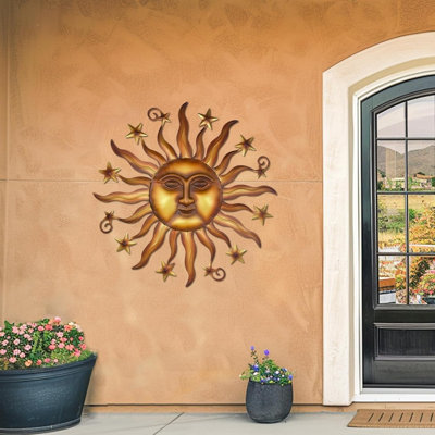 Décoration murale d'extérieur en métal 24 po Sun