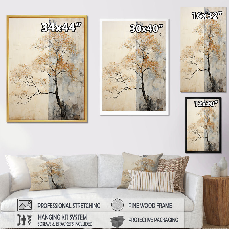 «Beige Tree Pine Tranquility II», reproduction sur toile, Toile tendue, H 32 po x l 24 po x P 1 po