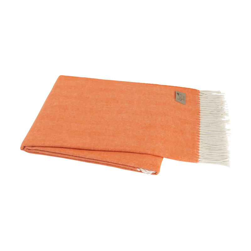 Italian Herringbone Throw Blanket, Tangerine