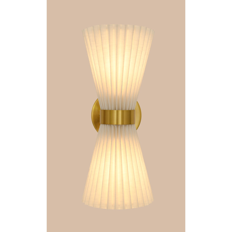Amore 2 - Light Armed Sconce, Brass, 14.57" H x 6.1" W x 6.1" D, White