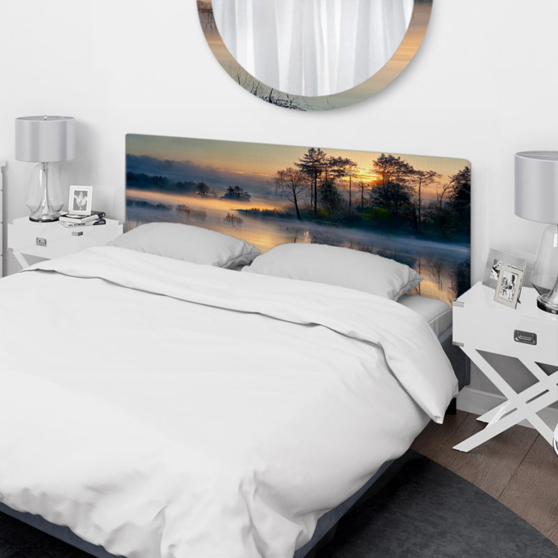 Kasima - Landscape Lake Upholstery Panel Headboard, Grand
