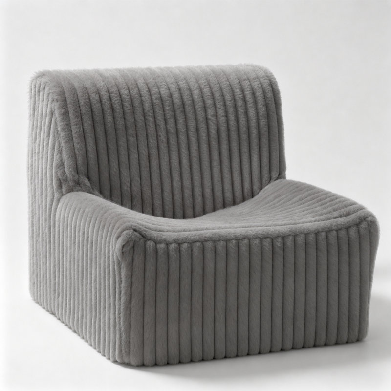 Faux Fur Armless Sofa Chair, 32''W Modern Single Couch With Deep Seat, Ideal for Bedroom, Living Room,Dorms, Apartments – No Assembly Required