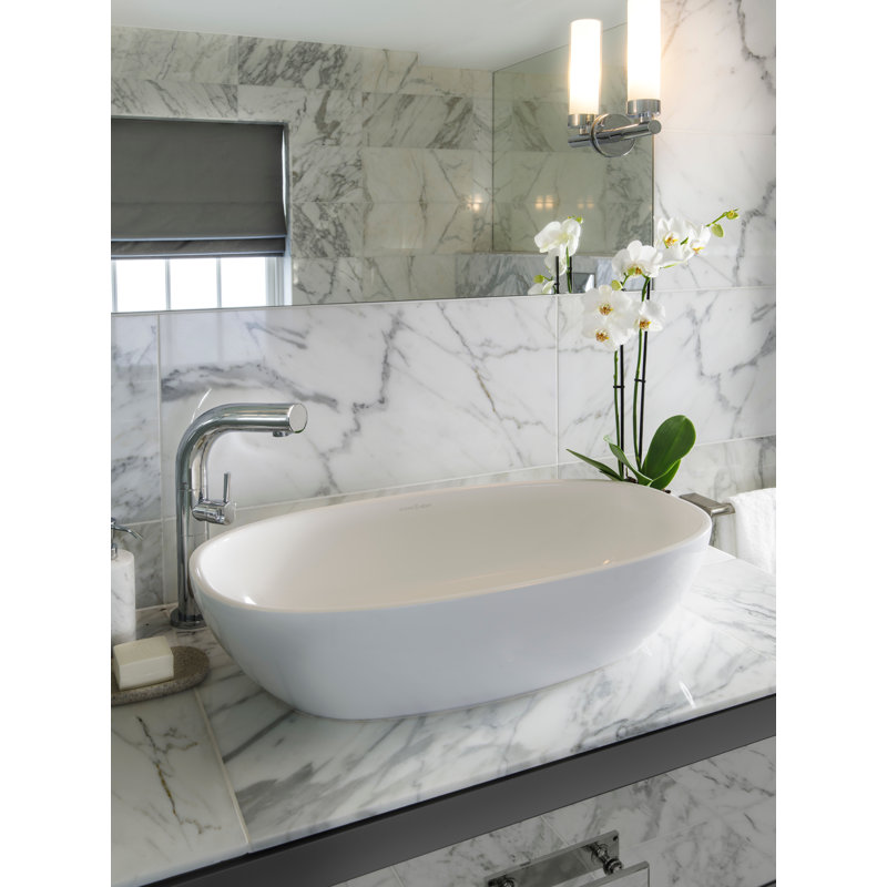 Barcelona 64 Oval 25" Vessel Lavatory Bathroom Sink with Overflow, Matte White