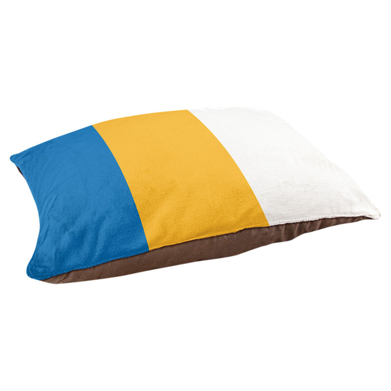 Coussin Golden State, Moyen (l 28 po x P 18 po x H 9,5 po), Bleu royal / jaune doré californien / blanc