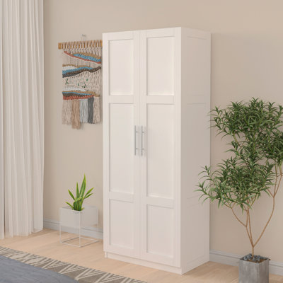 High wardrobe and kitchen cabinet with 2 doors and 3 partitions to separate 4  storage spaces, by Latitude Run
