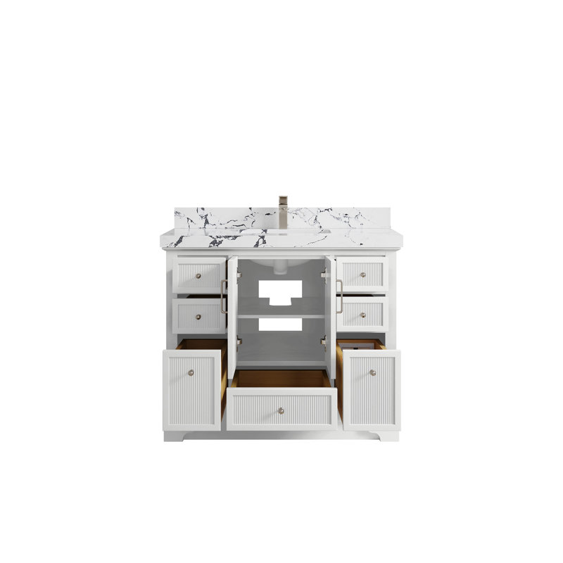 Meuble-lavabo sur pied simple 42 po avec plateau Alys, Viola nuit