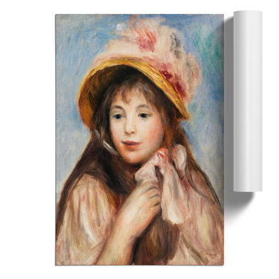 Girl with Pink Bonnet by Pierre Auguste Renoir - Frameless Print
