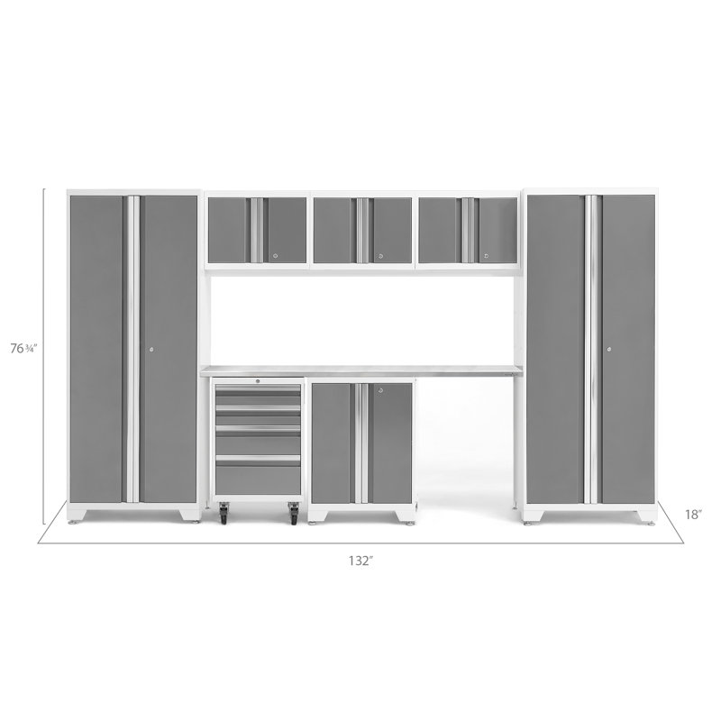 Armoire de rangement Bold Series, Acier inoxydable, Sept armoires, Blanc